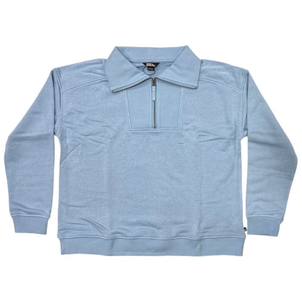 Eddie Bauer Women's Drop Shoulder Collared Quarter Zip Casual Pullover - Blue